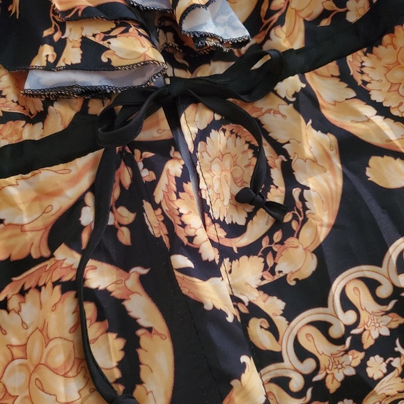 Romantic Silky Button-Up/Tie-Waist Ruffle Duster - Picture 6 of 12